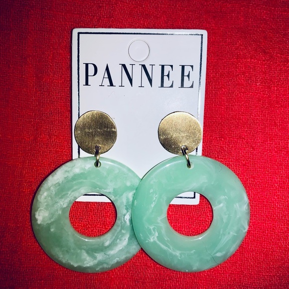 NIB PANNEE JADED CIRCULAR STATEMENT EARRINGS 🟢🟢, OS, BNIB - Picture 3 of 6